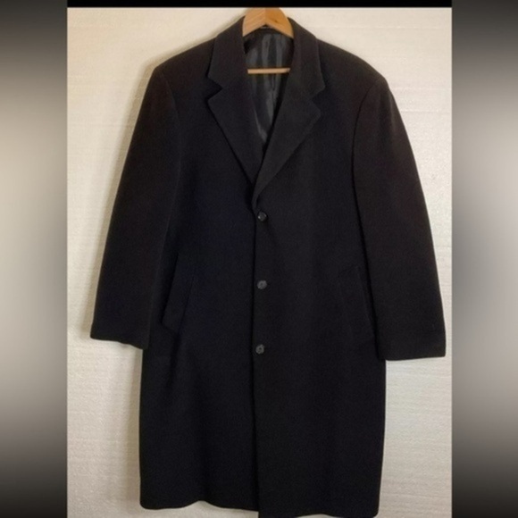 Weatherproof full length double breast peacoat Men 52 R Cashmere Black Italy - Picture 1 of 13